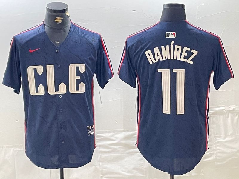 Men Cleveland Indians #11 Ramirez Blue City Edition Nike 2024 MLB Jersey style 7->cleveland indians->MLB Jersey